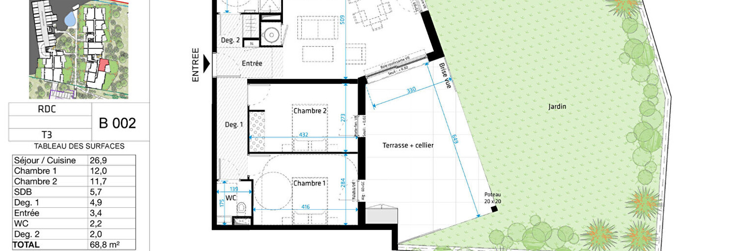 Appartement 3 Pièces 70 m² à vendre à Saint-Clément-de-Rivière (34980)