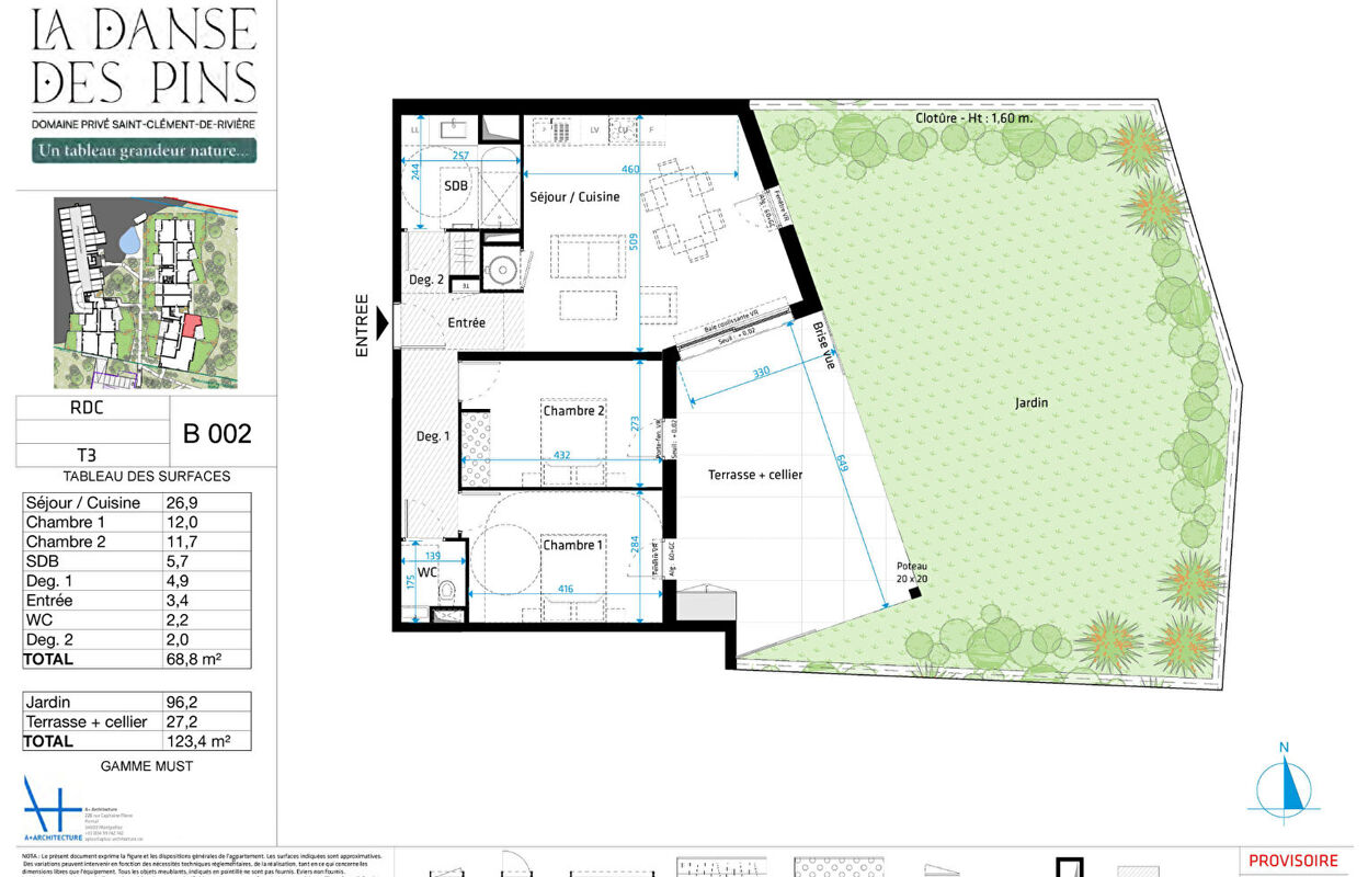 appartement 3 pièces 70 m2 à vendre à Saint-Clément-de-Rivière (34980)