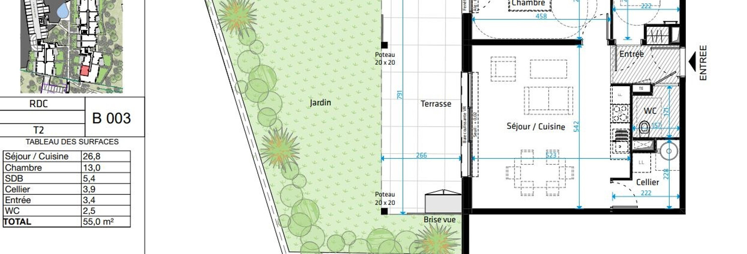 Appartement 2 Pièces 53 m² à vendre à Saint-Clément-de-Rivière (34980)