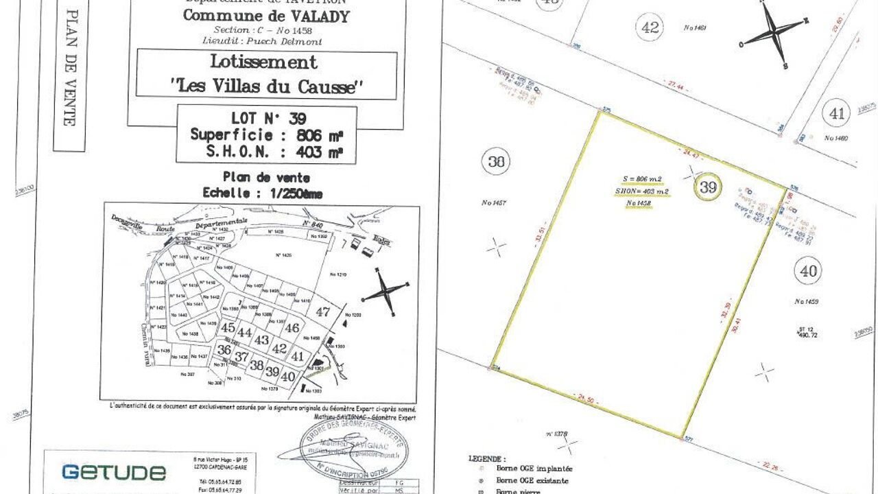 terrain  pièces 806 m2 à vendre à Valady (12330)