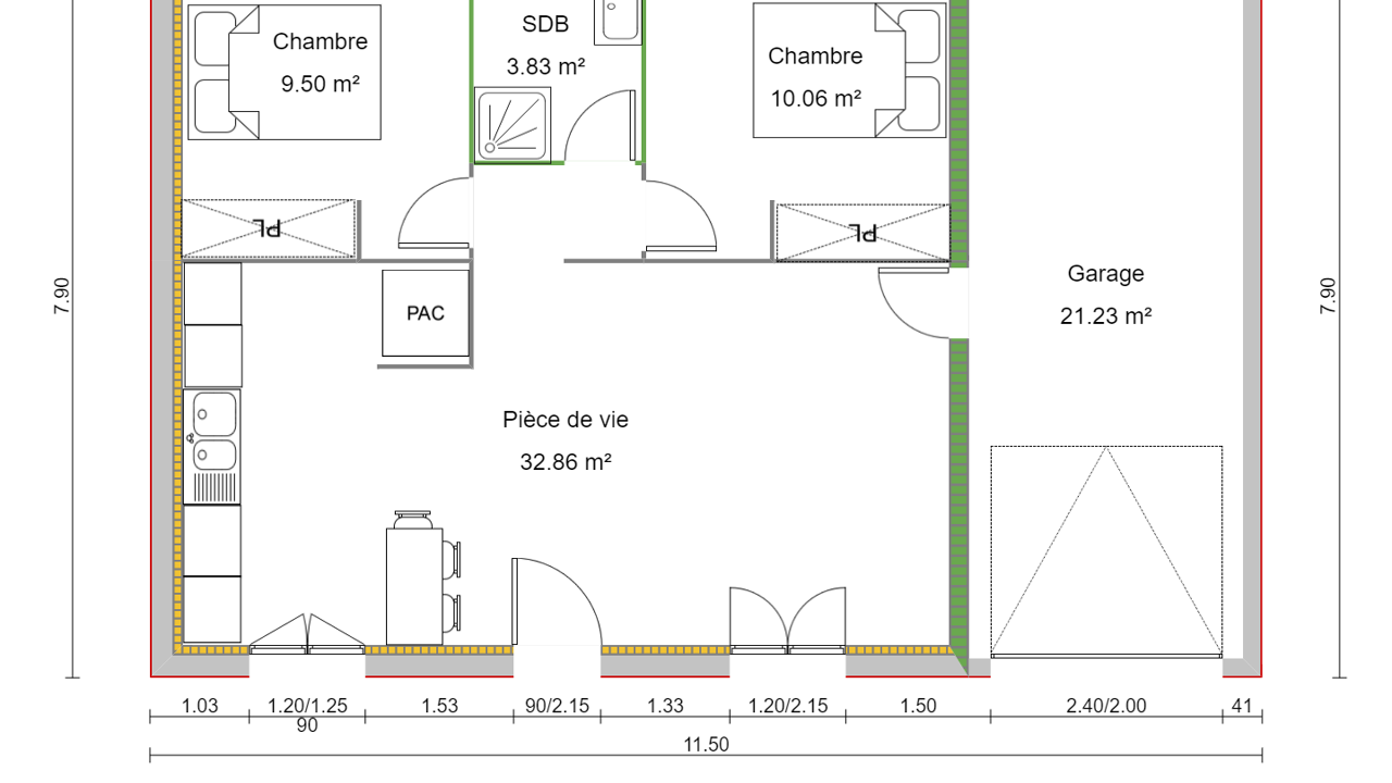 maison 3 pièces 56 m2 à vendre à Jardin (38200)