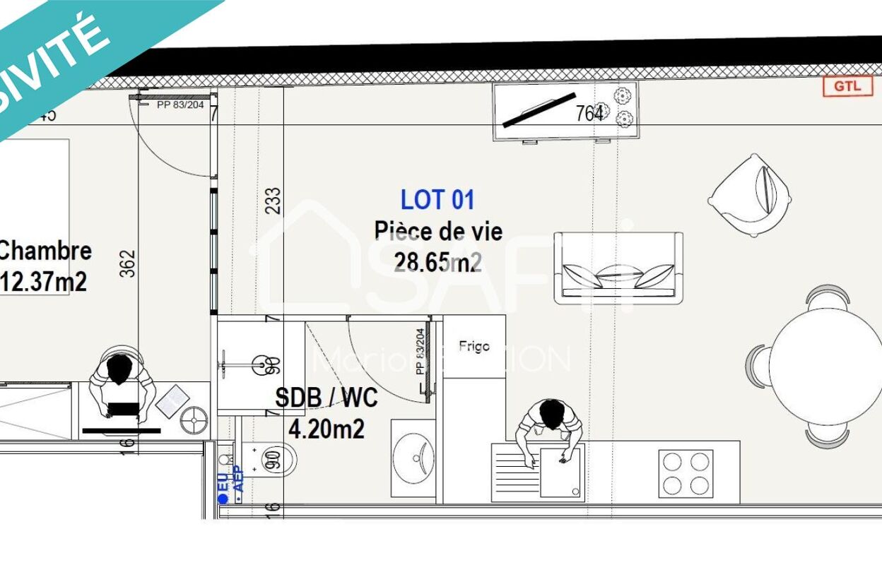 appartement 1 pièces 47 m2 à vendre à Reims (51100)