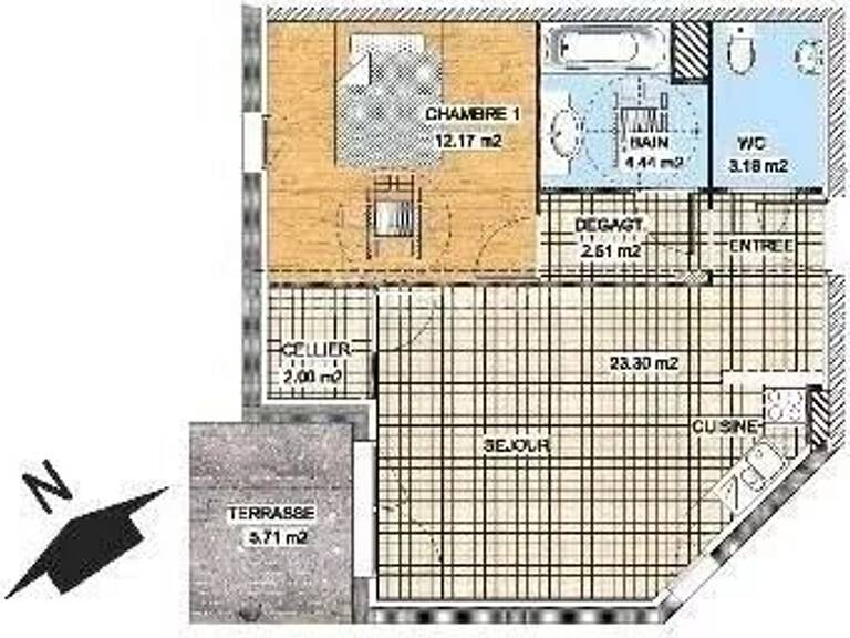 Appartement 2 pièces  à vendre 47 m² — photo 1