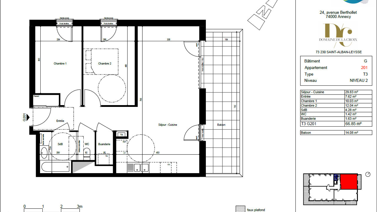 appartement 3 pièces  m2 à vendre à Saint-Alban-Leysse (73230)