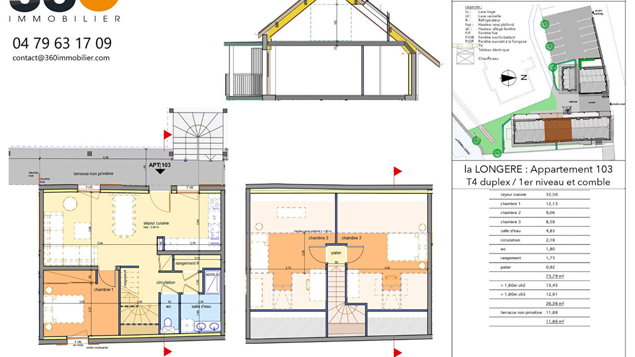 appartement 4 pièces 73 m2 à vendre à Aix-les-Bains (73100)