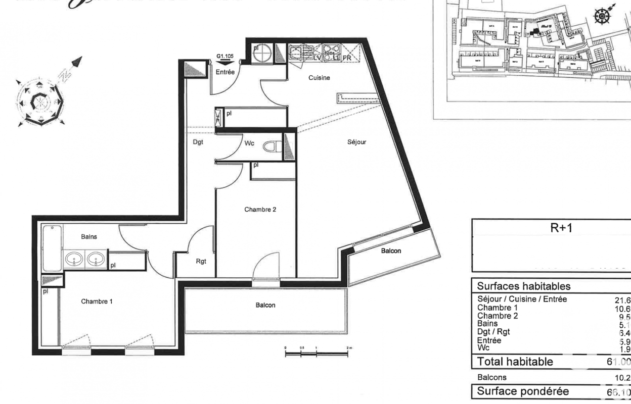 appartement 3 pièces 61 m2 à vendre à Bordeaux (33300)