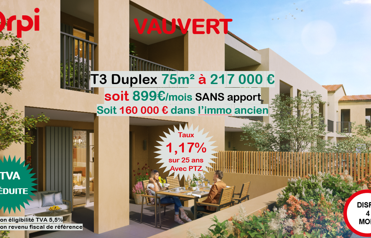 appartement 3 pièces 70 m2 à vendre à Vauvert (30600)