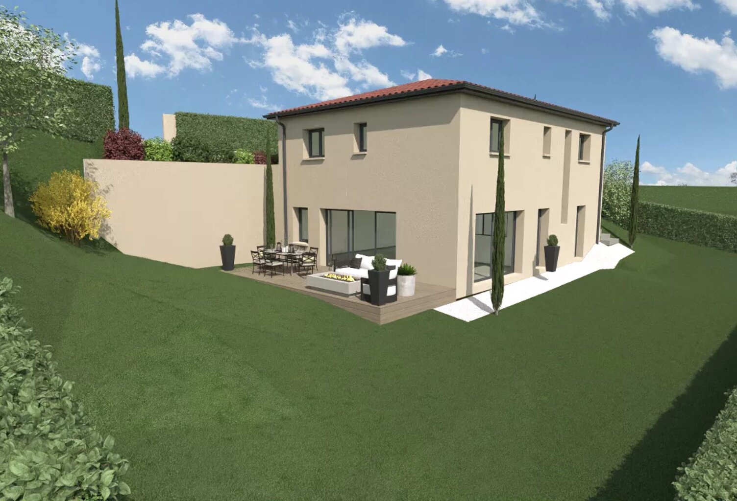 Maison neuve 4 chambres à Saint Priest en Jarez (proche Saint Etienne, Loire), sur terrain de 627m². — photo 1