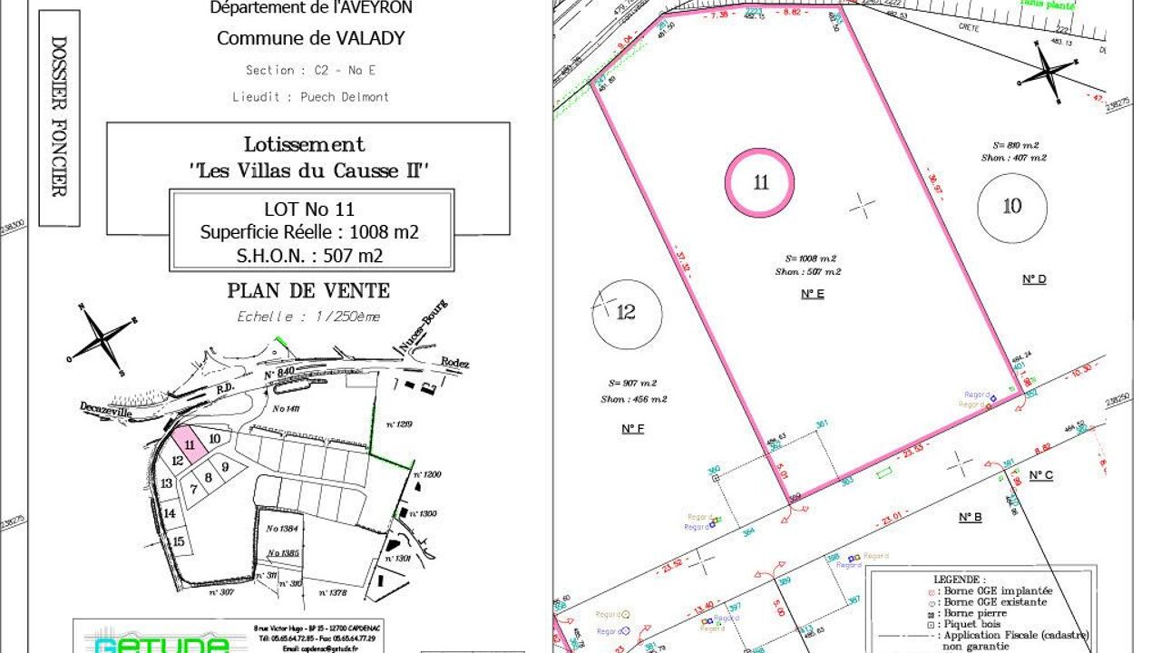 terrain  pièces 1008 m2 à vendre à Valady (12330)