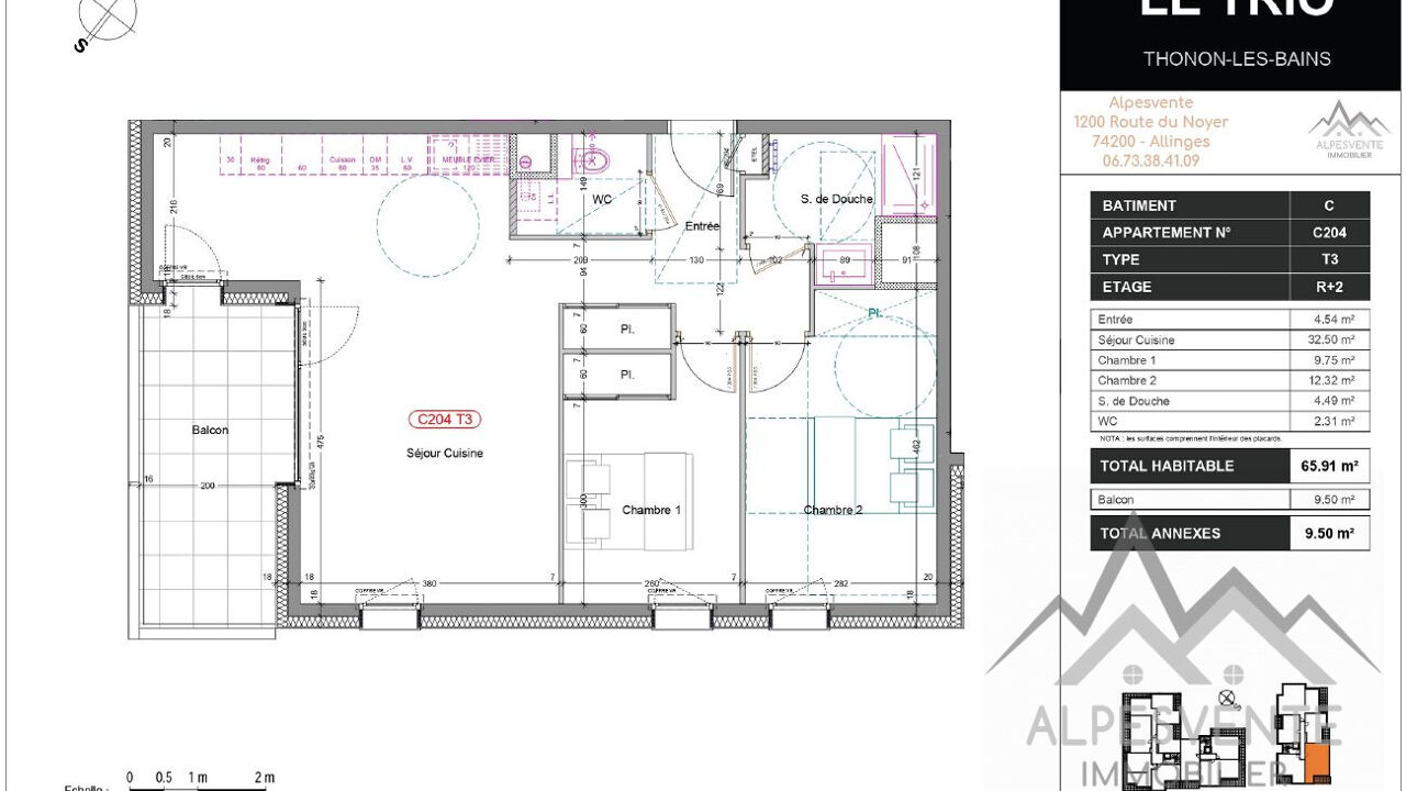 appartement 3 pièces 65 m2 à vendre à Thonon-les-Bains (74200)