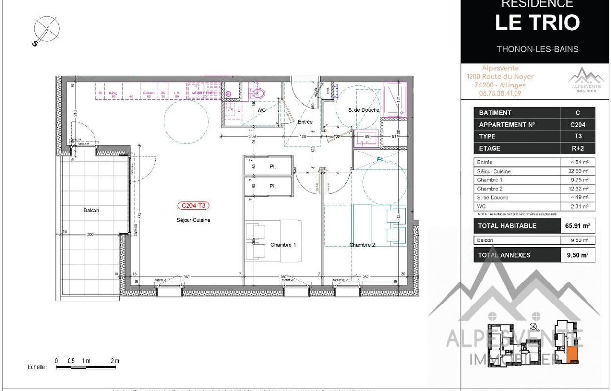 appartement 3 pièces 65 m2 à vendre à Thonon-les-Bains (74200)