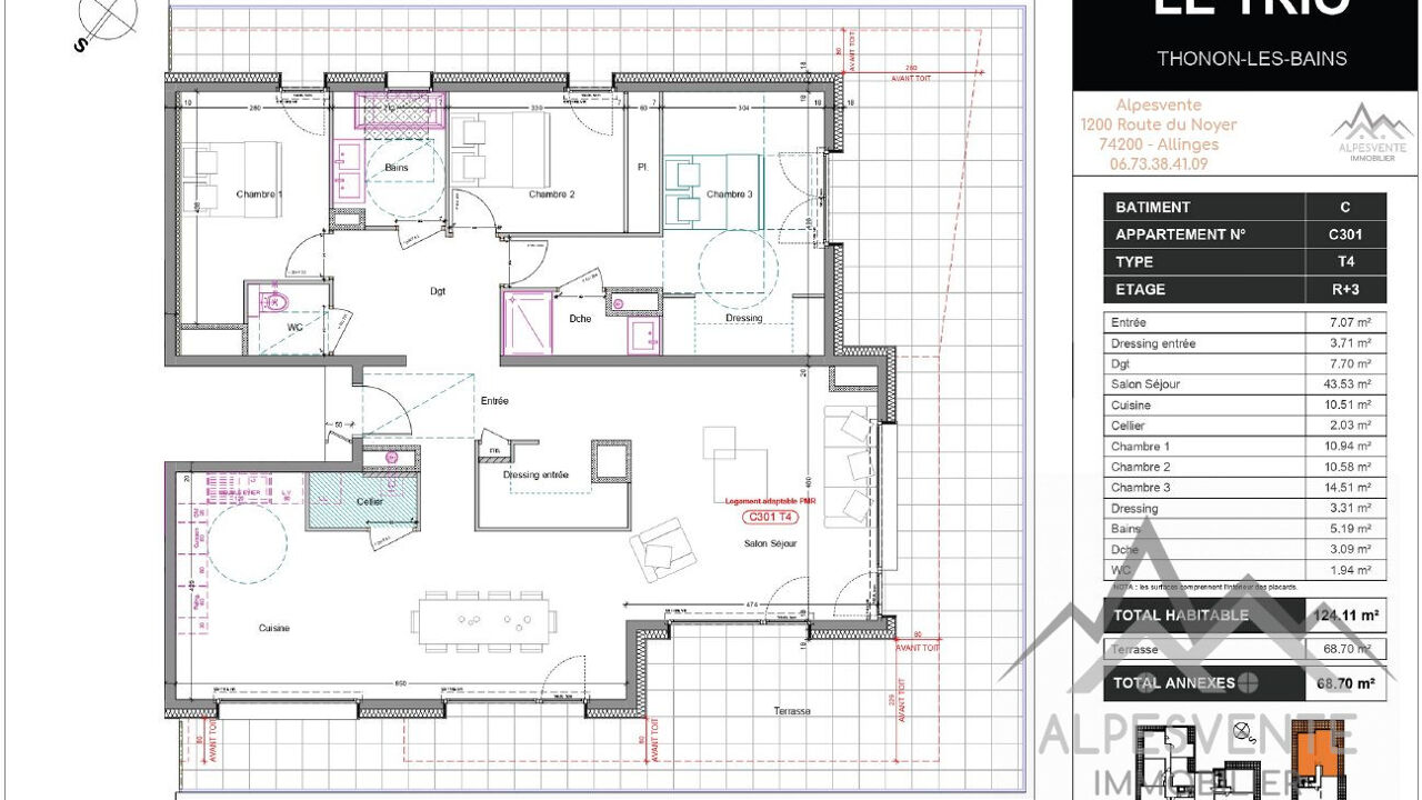 appartement 4 pièces 124 m2 à vendre à Thonon-les-Bains (74200)