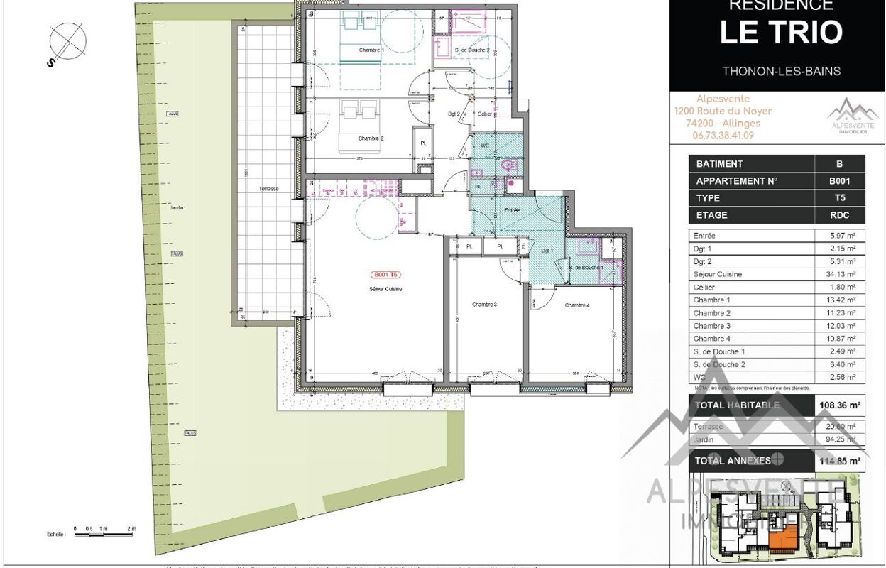 appartement 5 pièces 108 m2 à vendre à Thonon-les-Bains (74200)