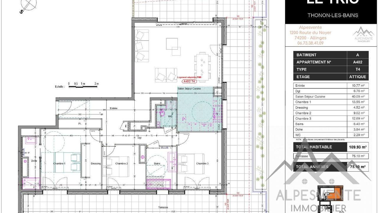 appartement 4 pièces 109 m2 à vendre à Thonon-les-Bains (74200)