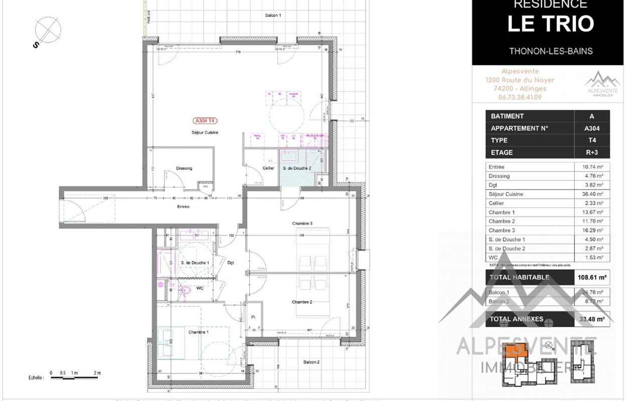 appartement 4 pièces 108 m2 à vendre à Thonon-les-Bains (74200)