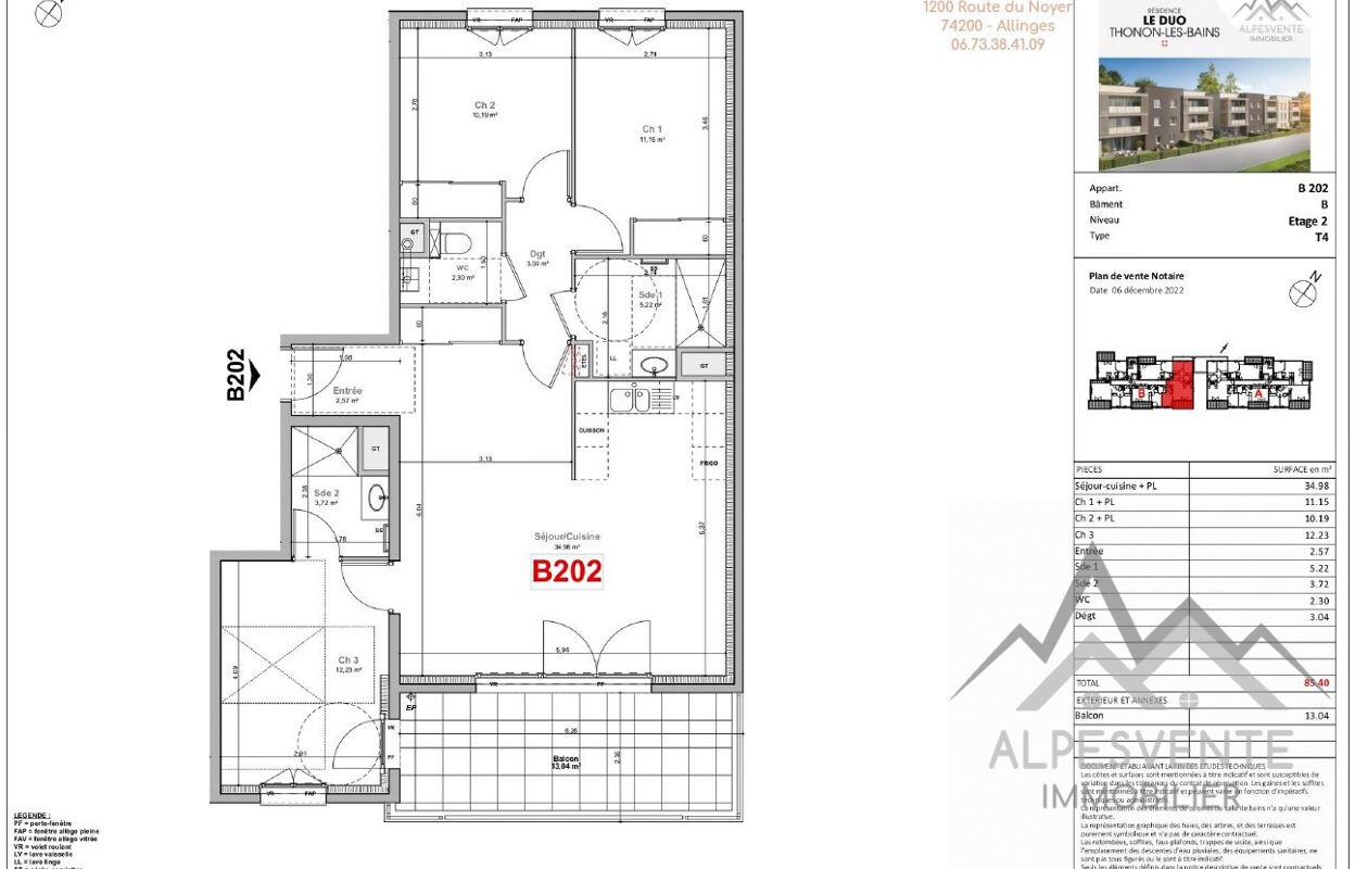 appartement 4 pièces 85 m2 à vendre à Thonon-les-Bains (74200)