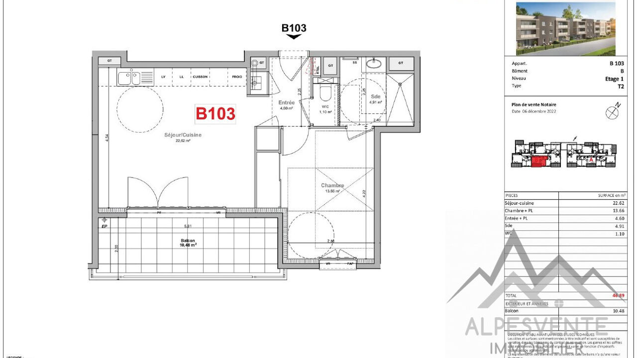 appartement 2 pièces 46 m2 à vendre à Thonon-les-Bains (74200)