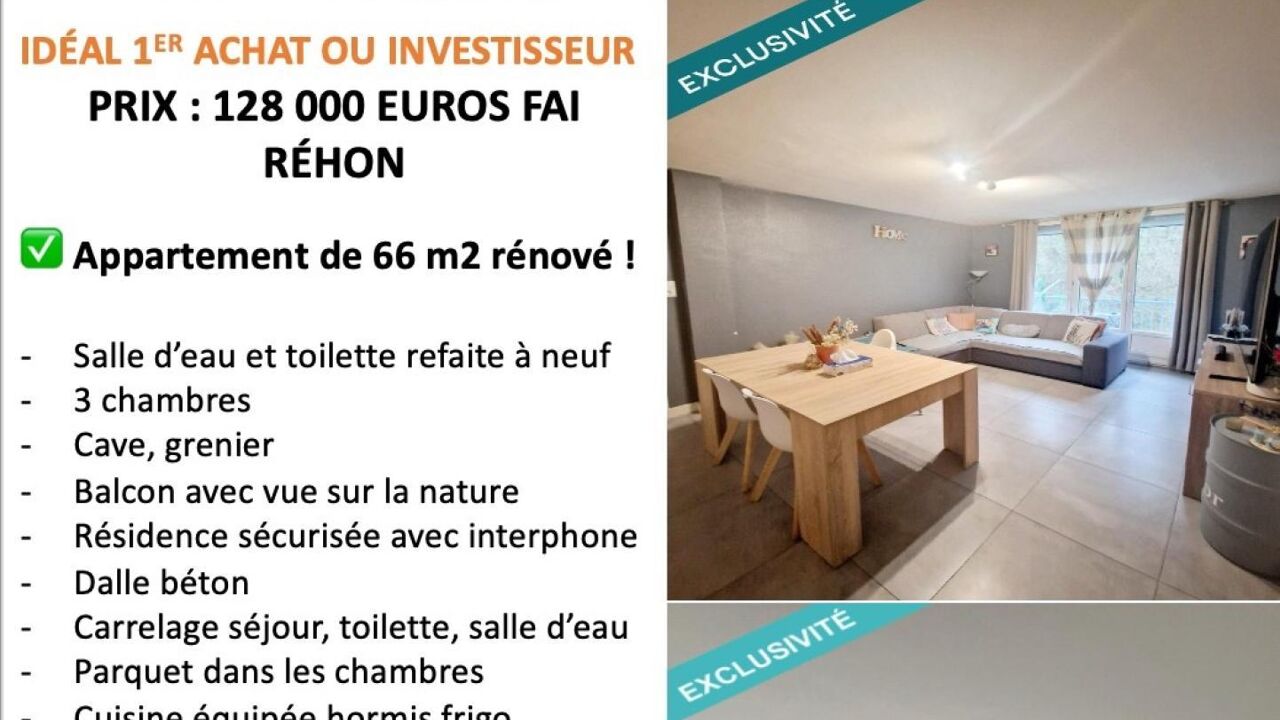 appartement 4 pièces 66 m2 à vendre à Réhon (54430)