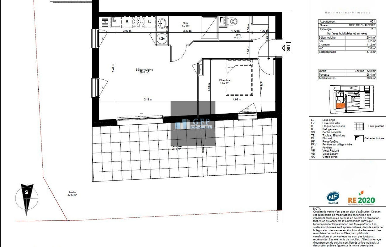 appartement 2 pièces 47 m2 à vendre à Bormes-les-Mimosas (83230)