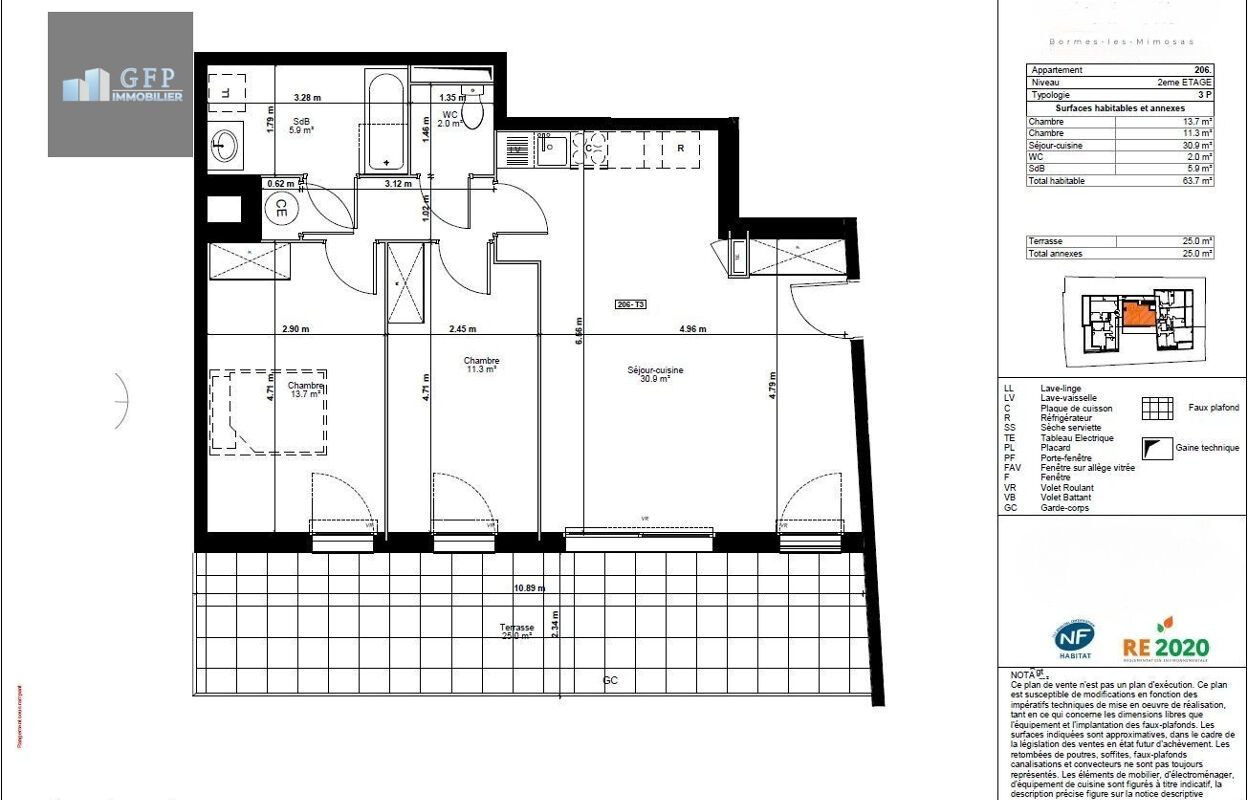 appartement 3 pièces 63 m2 à vendre à Bormes-les-Mimosas (83230)