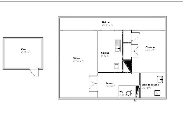 2 PIÈCES 45,5 M2 78310 MAUREPAS+CAVE & BALCON — photo 4