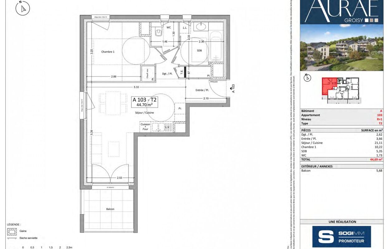 appartement 2 pièces 44 m2 à vendre à Groisy (74570)