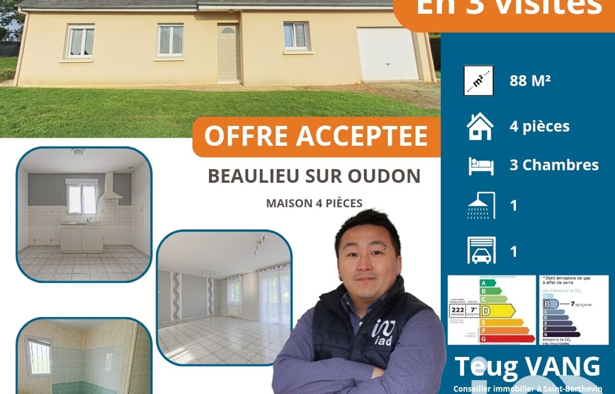 maison 4 pièces 88 m2 à vendre à Beaulieu-sur-Oudon (53320)