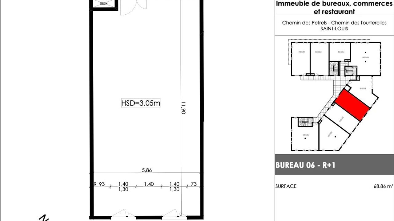 bureau 1 pièces 68 m2 à vendre à Saint-Louis (97450)