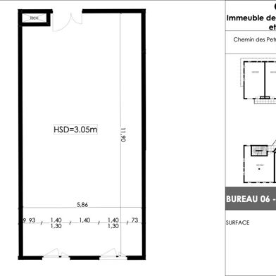 Bureau 1 pièce 68 m²