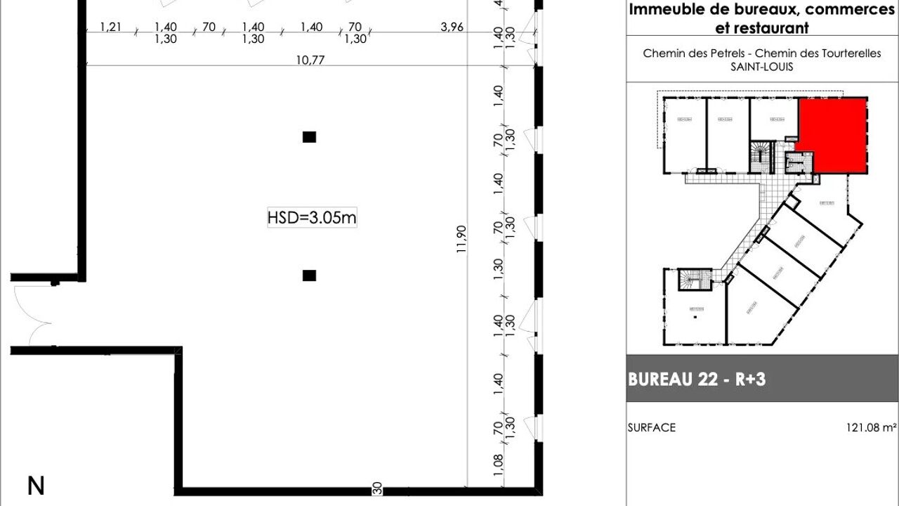 bureau 1 pièces 121 m2 à vendre à Saint-Louis (97450)