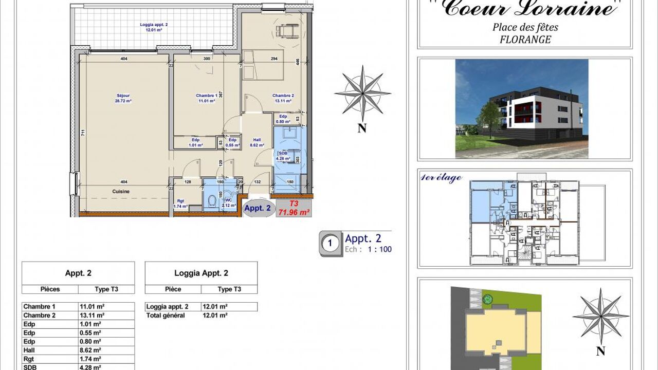 appartement 3 pièces 71 m2 à vendre à Florange (57190)