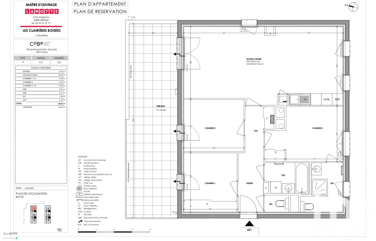 appartement 5 pièces 86 m2 à vendre à Chantepie (35135)