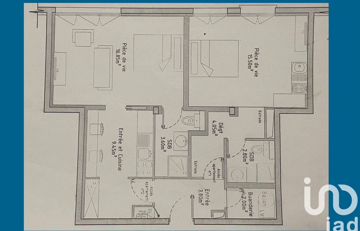 appartement 2 pièces 57 m2 à vendre à Nantes (44100)