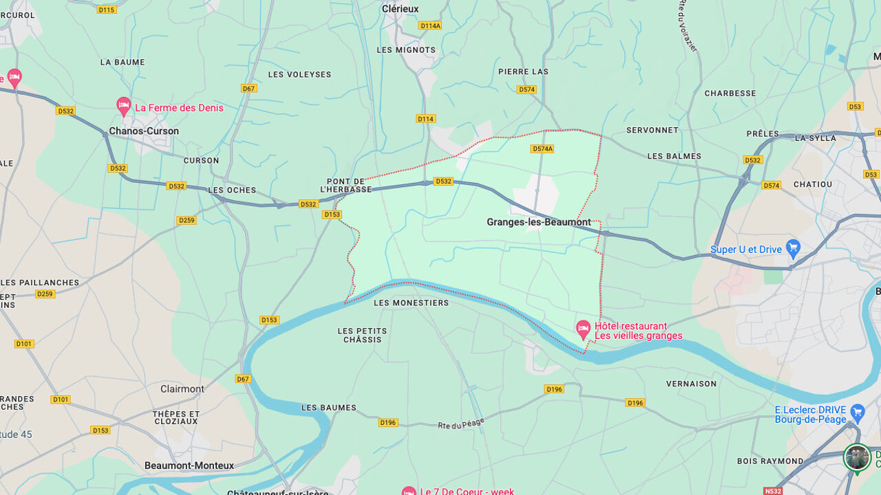 terrain 1303 m2 à construire à Granges-les-Beaumont (26600)