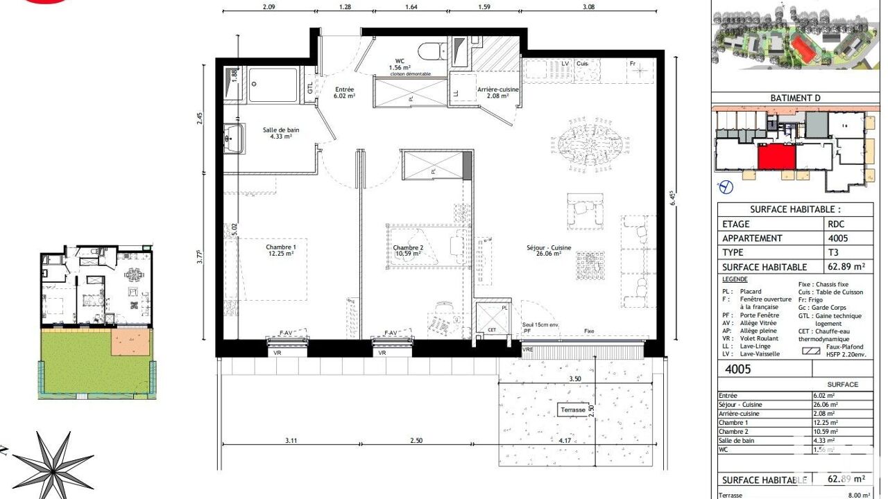 appartement 3 pièces 62 m2 à vendre à Bain-de-Bretagne (35470)