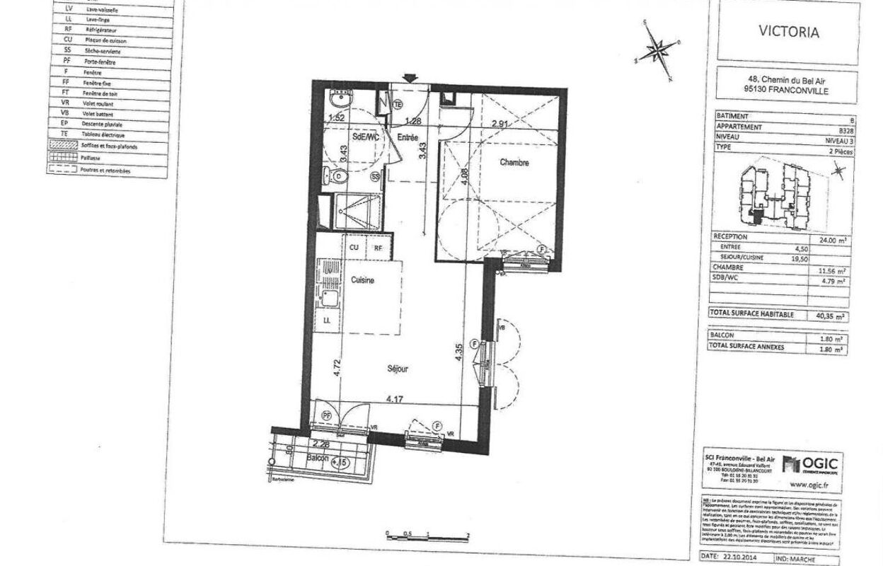 appartement 2 pièces 40 m2 à louer à Franconville (95130)