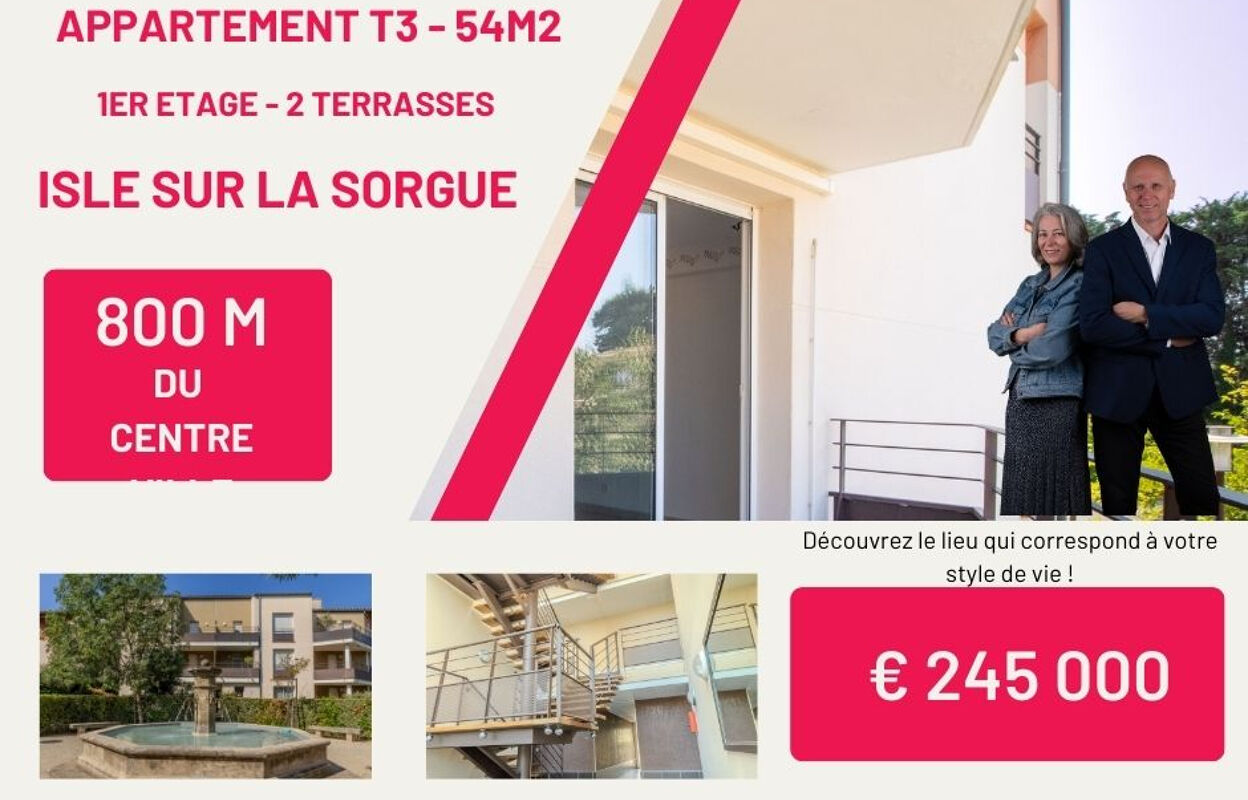 appartement 3 pièces 54 m2 à vendre à L'Isle-sur-la-Sorgue (84800)