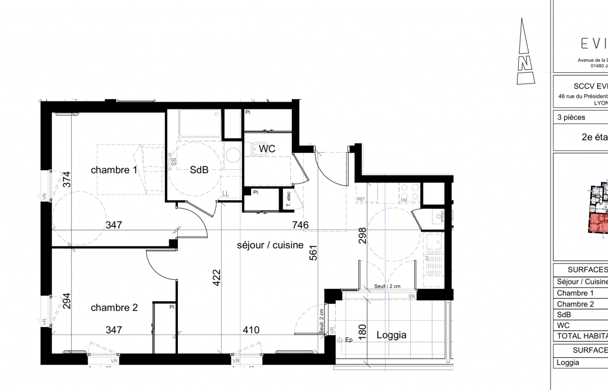 appartement 3 pièces 59 m2 à louer à Jassans-Riottier (01480)