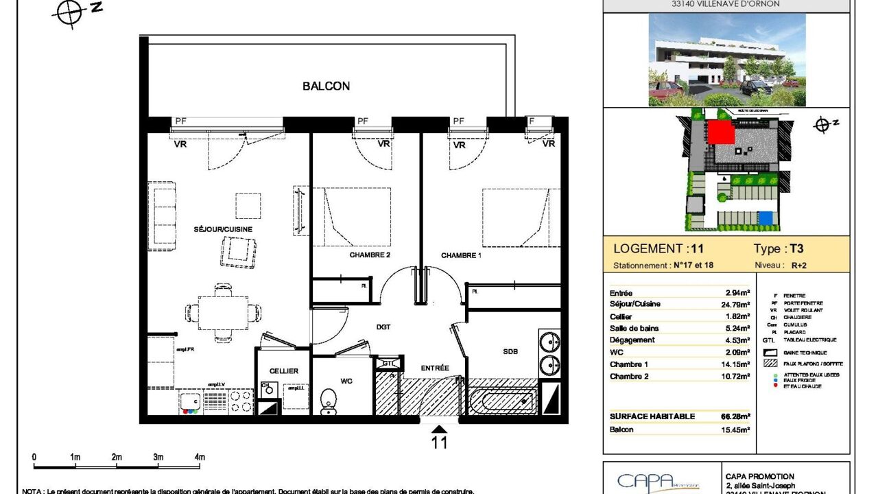 appartement 3 pièces 66 m2 à vendre à Villenave-d'Ornon (33140)