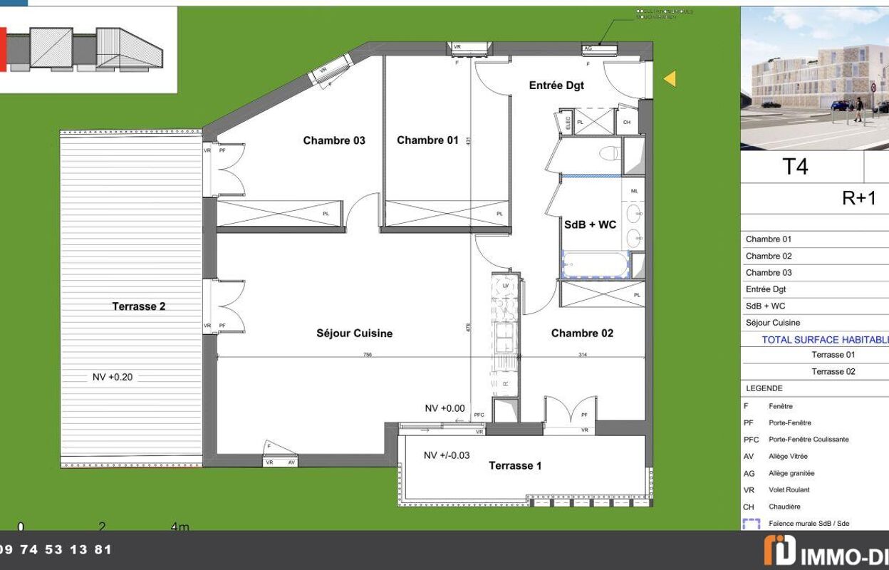 appartement 4 pièces 94 m2 à vendre à Bordeaux (33100)