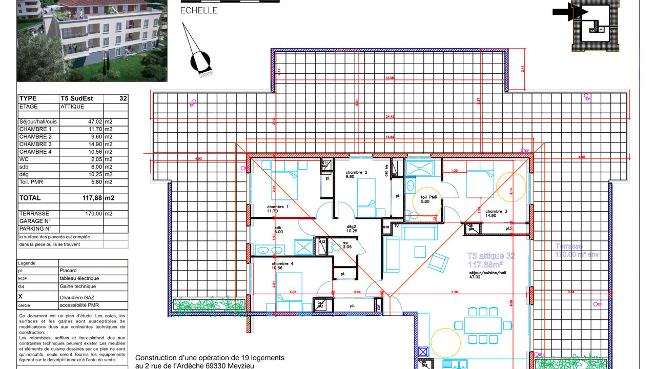 appartement 5 pièces 117 m2 à vendre à Meyzieu (69330)