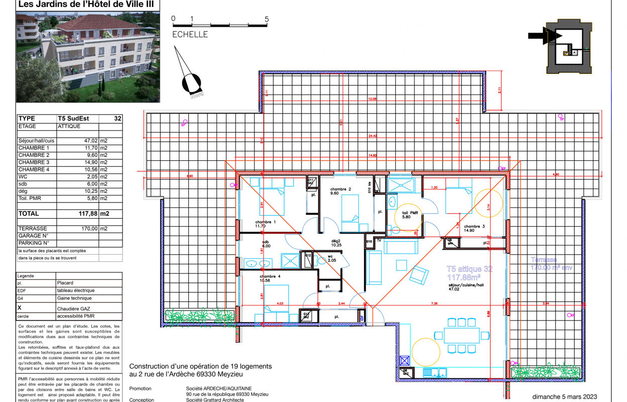 appartement 5 pièces 117 m2 à vendre à Meyzieu (69330)