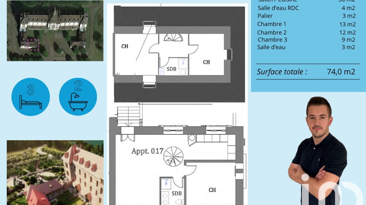 appartement 4 pièces 74 m2 à vendre à Beaumont-Louestault (37360)