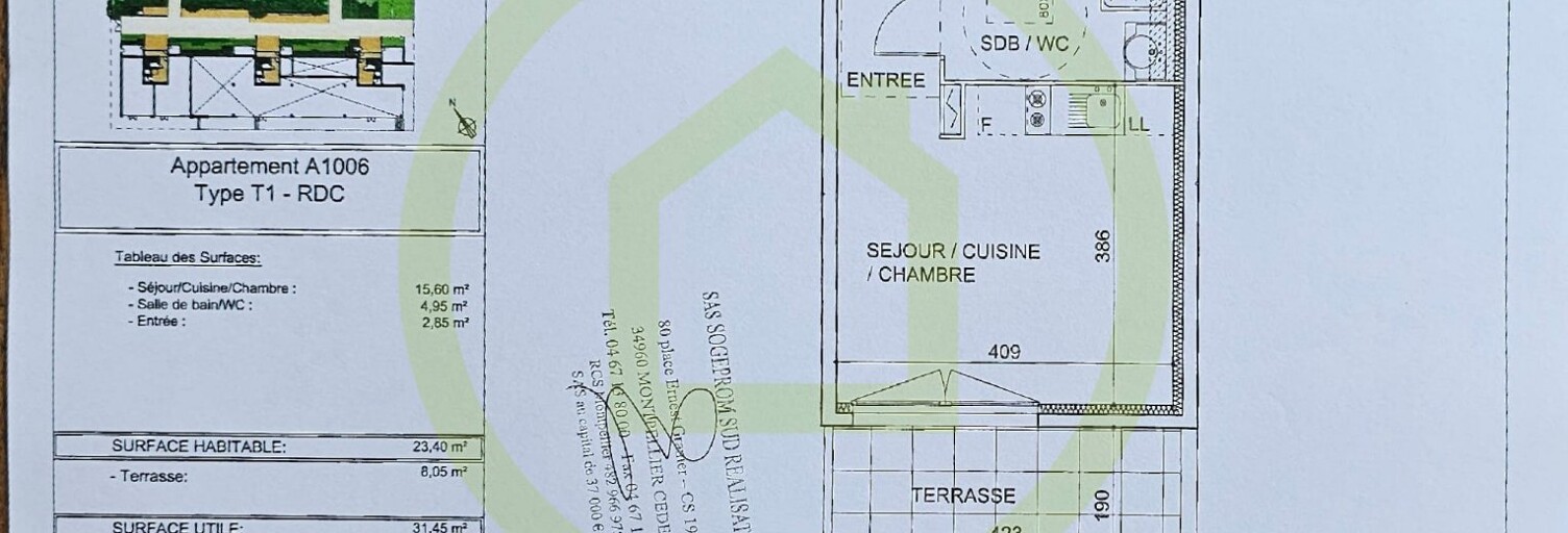 Appartement 1 Pièce 24 m² à vendre à Juvignac (34990)