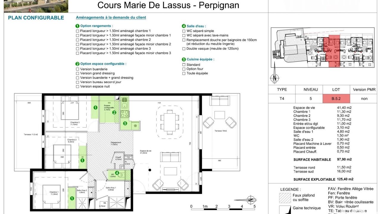 appartement 4 pièces 98 m2 à vendre à Perpignan (66000)