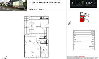 Appartement 3 Pièces 64 m² à vendre à La Membrolle-sur-Choisille (37390)