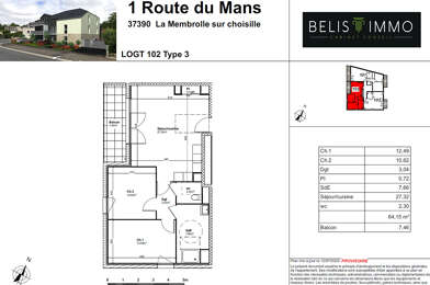 Appartement 3 pièces 236600 €