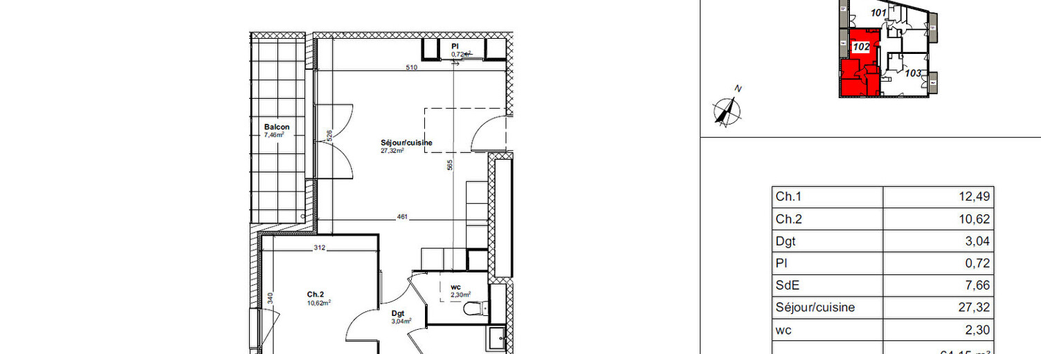 Appartement 3 Pièces 64 m² à vendre à La Membrolle-sur-Choisille (37390)