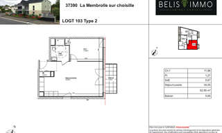 Appartement 2 Pièces 52 m² à vendre à La Membrolle-sur-Choisille (37390)