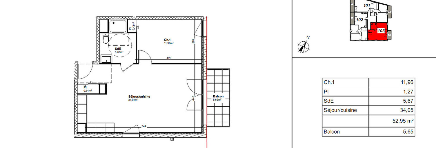 Appartement 2 Pièces 52 m² à vendre à La Membrolle-sur-Choisille (37390)